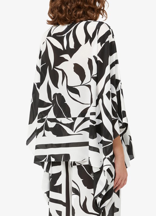 Max Mara Poncho met bloemenprint - achterkant zwart