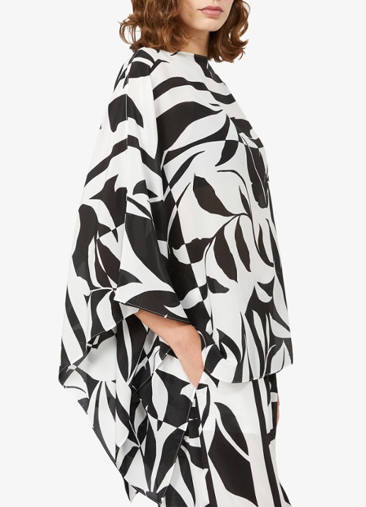 Max Mara Poncho met bloemenprint - detail 5 zwart