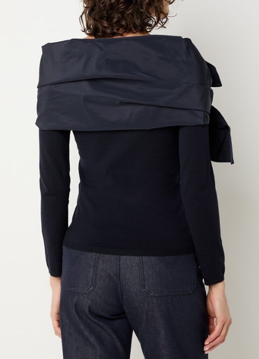Max Mara Portici fijngebreide trui met boothals - achterkant 4 donkerblauw