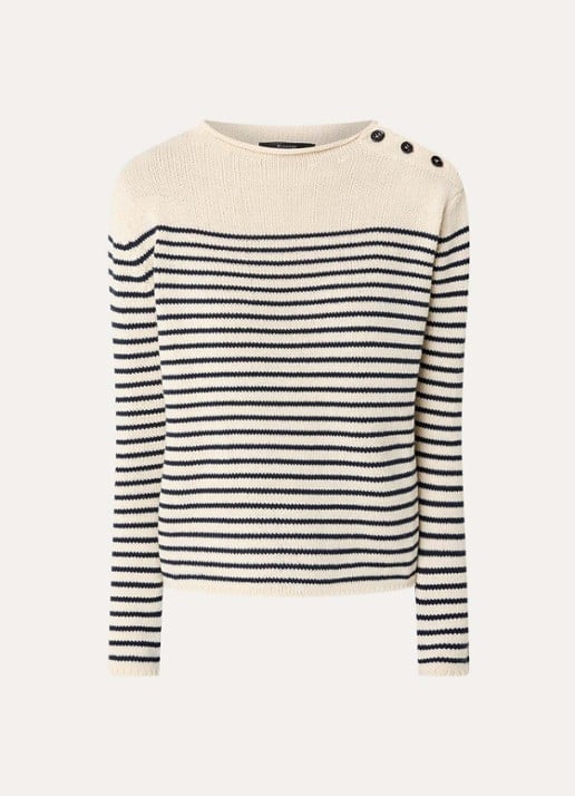 Max Mara Quadro fijngebreide trui met streepprint - voorkant 2 ivoor
