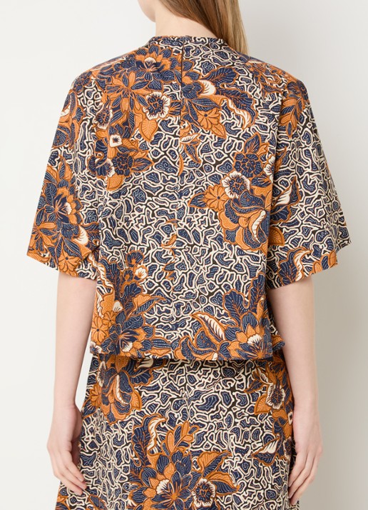 Max Mara Quaglia tuniek met bloemenprint - achterkant donkerblauw