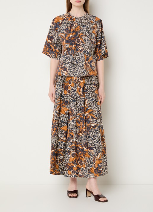 Max Mara Quaglia tuniek met bloemenprint - voorkant 4 donkerblauw