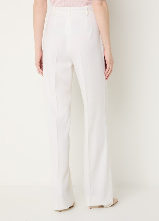 Max Mara Quasar high waist straight fit pantalon van scheerwol met persplooi - achterkant wit