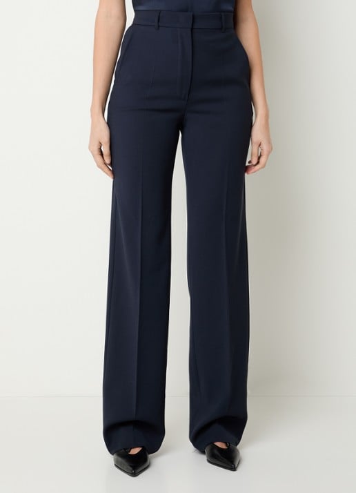 MaxMara Quasar high waist straight fit pantalon van scheerwol met persplooi