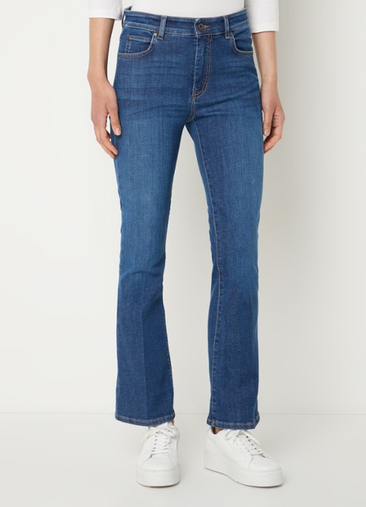 Max Mara Rapallo mid waist flared cropped jeans met stretch - detail 4 indigo