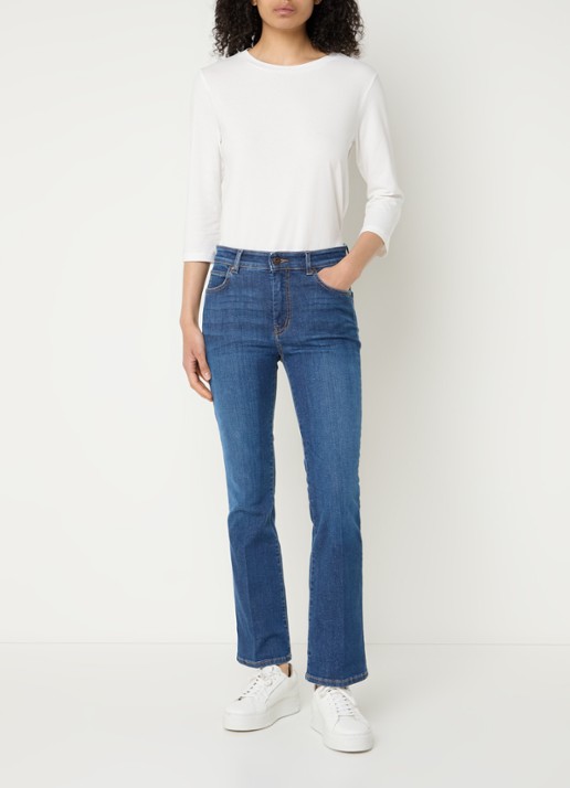 Max Mara Rapallo mid waist flared cropped jeans met stretch - voorkant 3 indigo