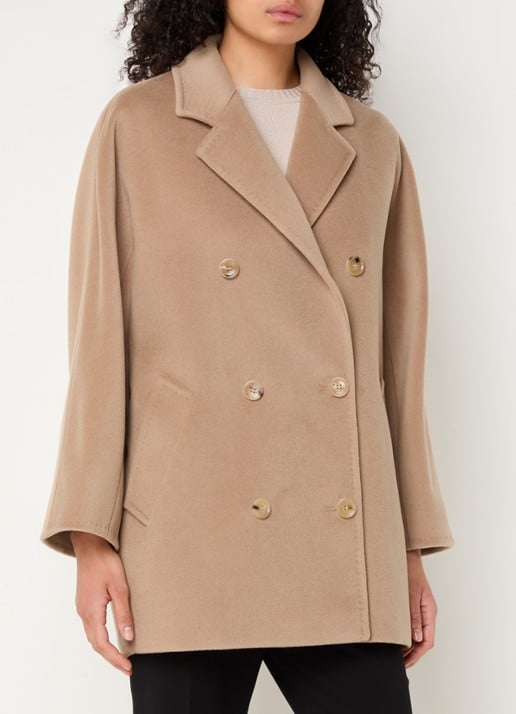 Max Mara Rebus double-breasted mantel in kasjmierblend met steekzakken