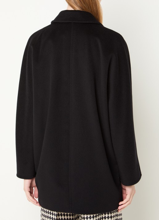 Max Mara Rebus double-breasted mantel in kasjmierblend - achterkant 3 zwart