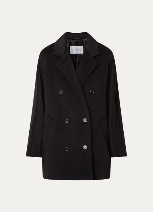 Max Mara Rebus double-breasted mantel in kasjmierblend - voorkant zwart