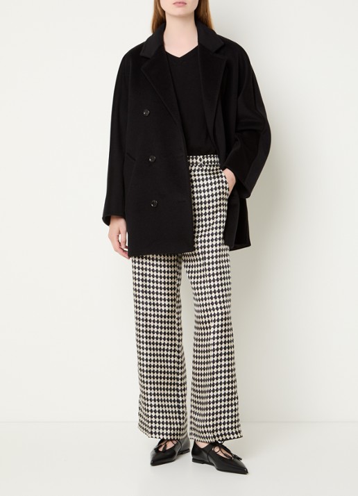 Max Mara Rebus double-breasted mantel in kasjmierblend - voorkant 2 zwart