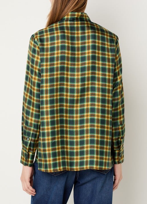 Max Mara Rete blouse van zijde met ruitdessin - achterkant 4 kiwigroen