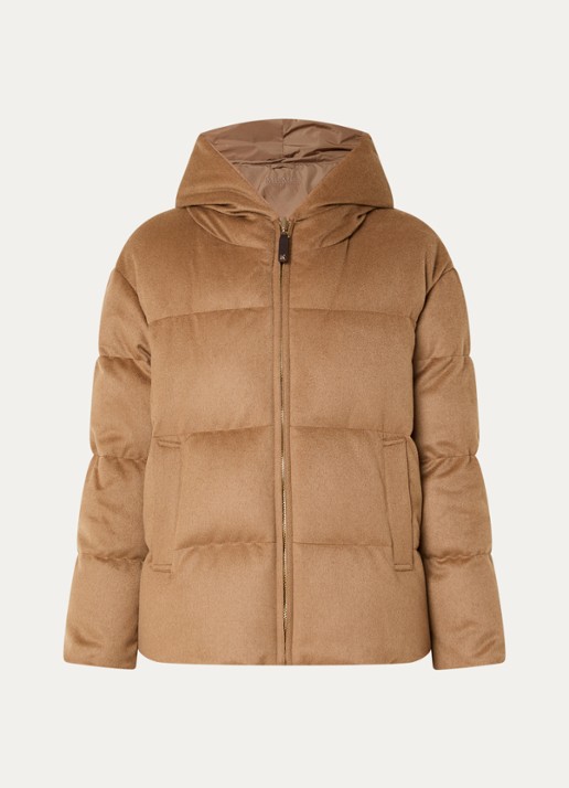 Max Mara Reversible pufferjack met capuchon - voorkant 3 camel