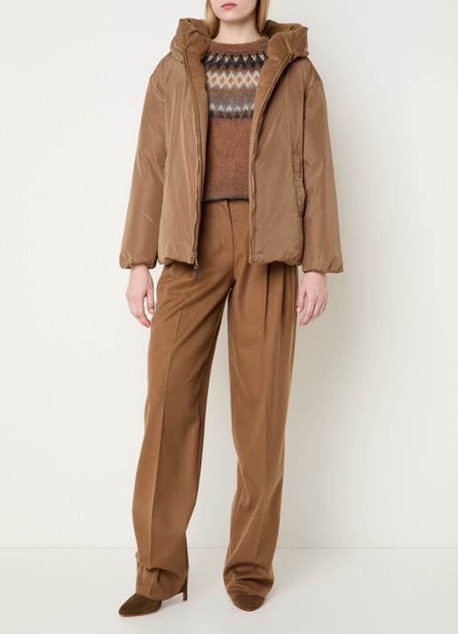 Max Mara Reversible pufferjack met capuchon - voorkant 4 camel