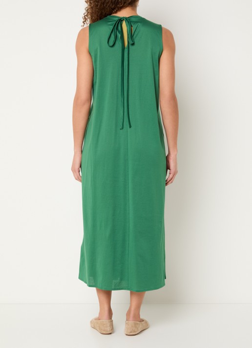 Max Mara Ricordo midi jurk met smockwerk - achterkant donkergroen