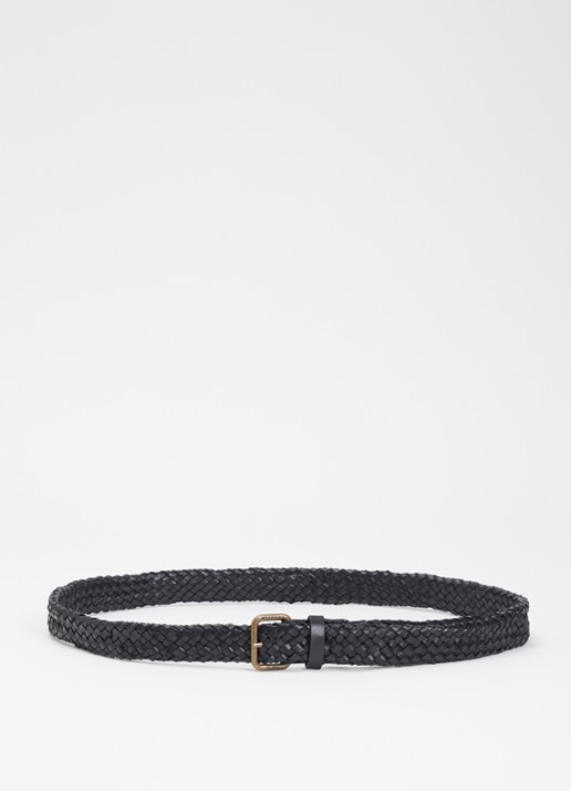 Max Mara Riem van leer met gevlochten detail - voorkant zwart