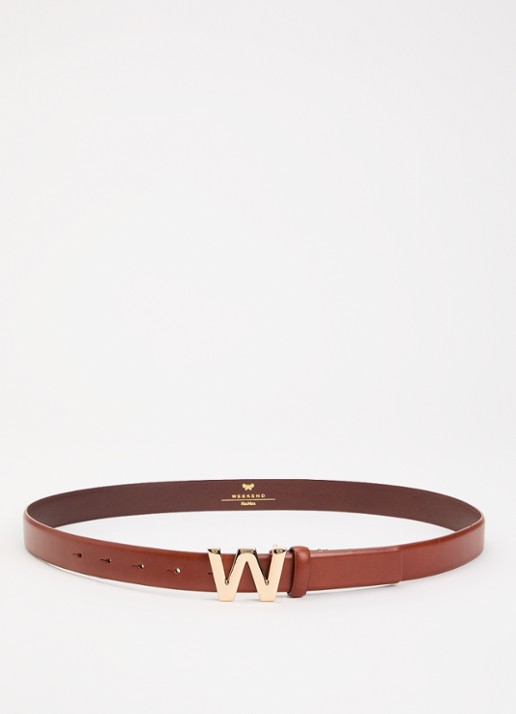 Max Mara Riem van leer - voorkant 2 kastanjebruin