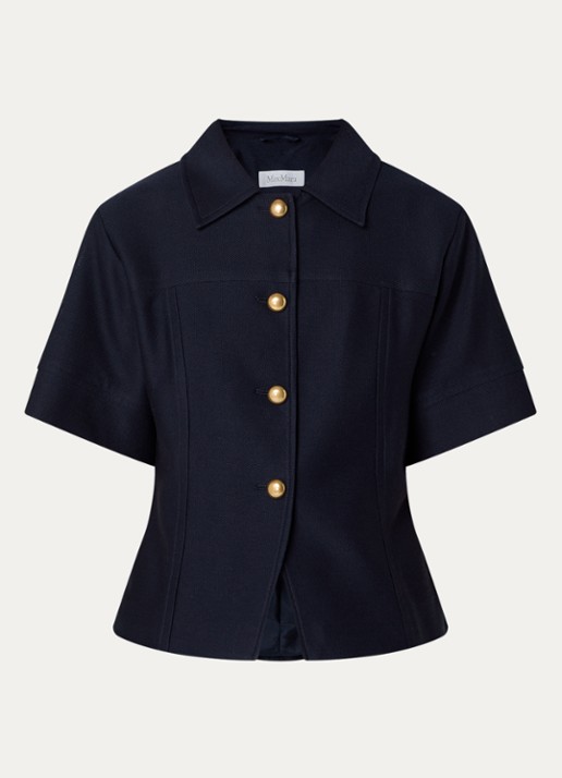 Max Mara Risorsa jack met kraag - voorkant donkerblauw