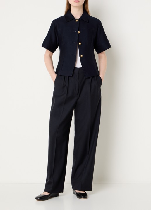 Max Mara Risorsa jack met kraag - voorkant 2 donkerblauw