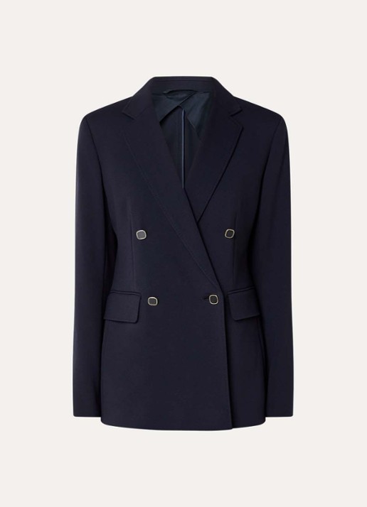 Max Mara Riviera double-breasted blazer van jersey met klepzakken - voorkant donkerblauw