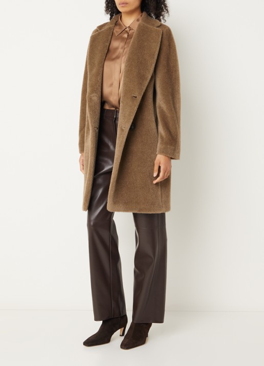Max Mara Roseto double-breasted mantel in alpaca wolblend met steekzakken - voorkant 2 beige