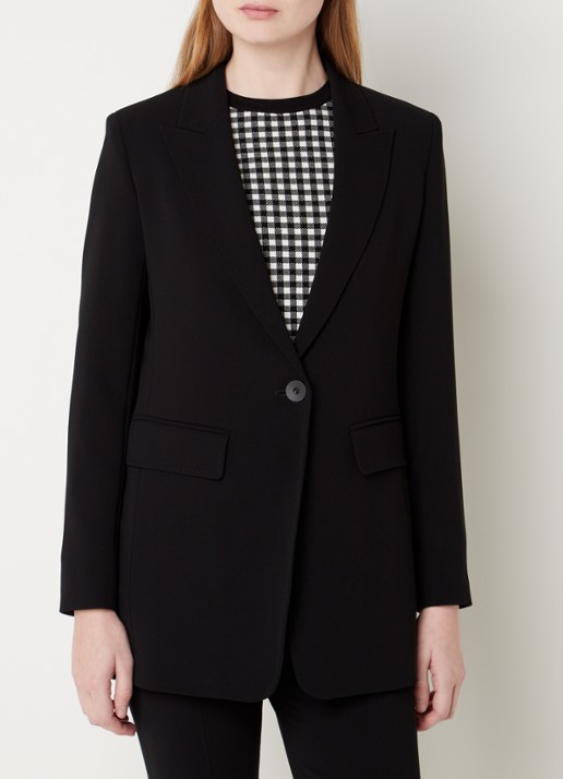 Max Mara Sagra longline blazer met klepzakken - detail zwart