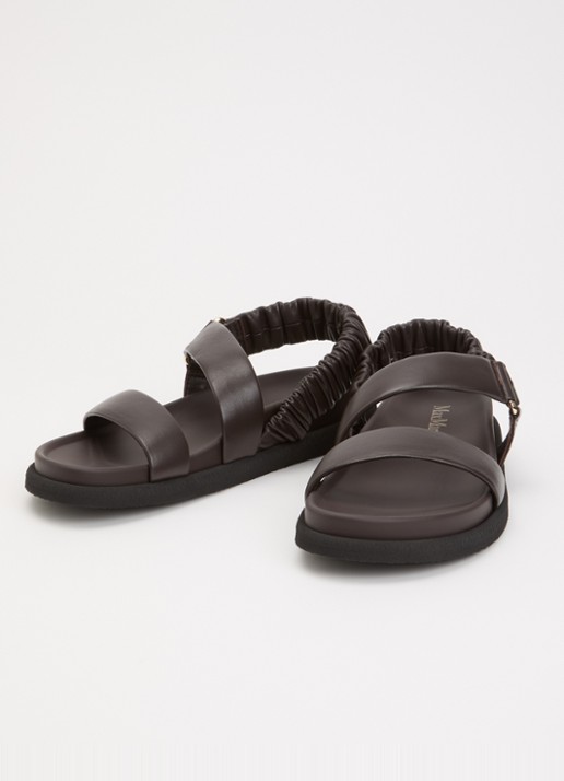 Max Mara Sandalen van leer  - detail chocoladebruin