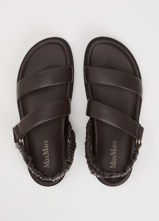 Max Mara Sandalen van leer  - detail 2 chocoladebruin