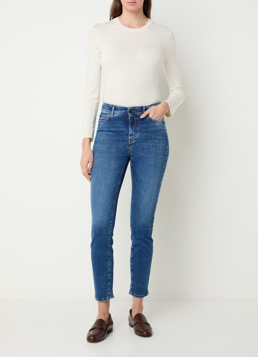 Max Mara Sauna high waist skinny cropped jeans met medium wassing - voorkant 5 indigo