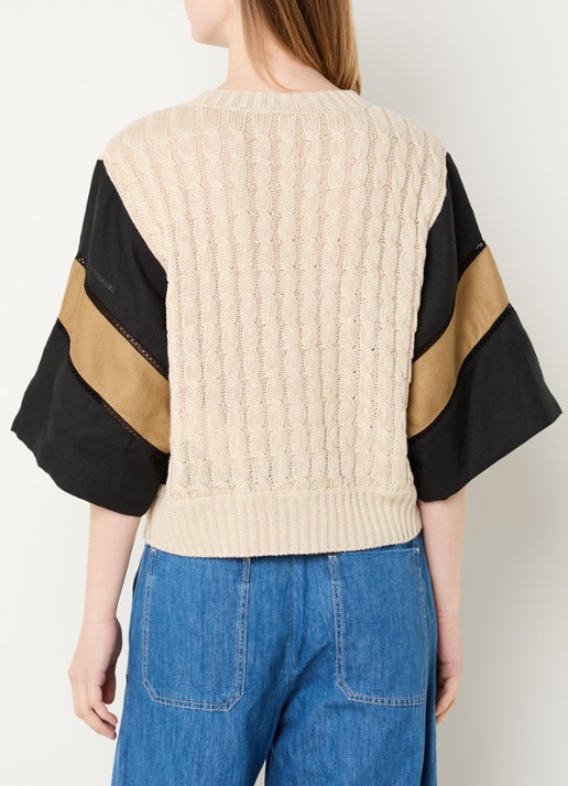 Max Mara Scatola kabelgebreide trui van linnen - achterkant beige