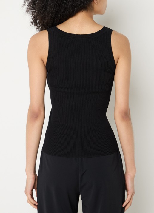 Max Mara Siro ribgebreide tanktop met ronde hals - achterkant 4 zwart