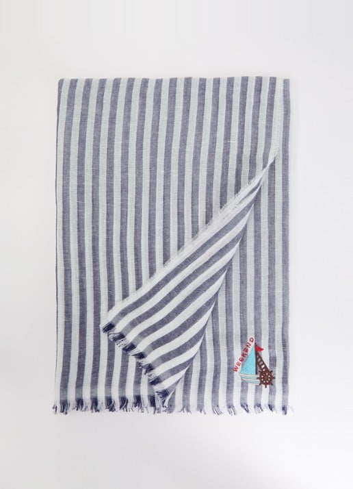 Max Mara Sjaal 202 x 70 cm - voorkant donkerblauw