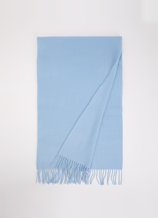 Max Mara Sjaal in kasjmierblend met franjes 180 x 50 cm - voorkant 3 lichtblauw