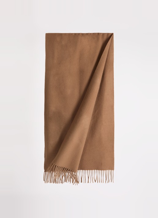 Max Mara Sjaal in kasjmierblend met franjes 180 x 50 cm - detail bruin
