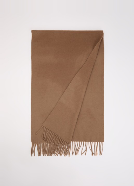 Max Mara Sjaal in kasjmierblend met franjes 180 x 50 cm - voorkant 3 bruin