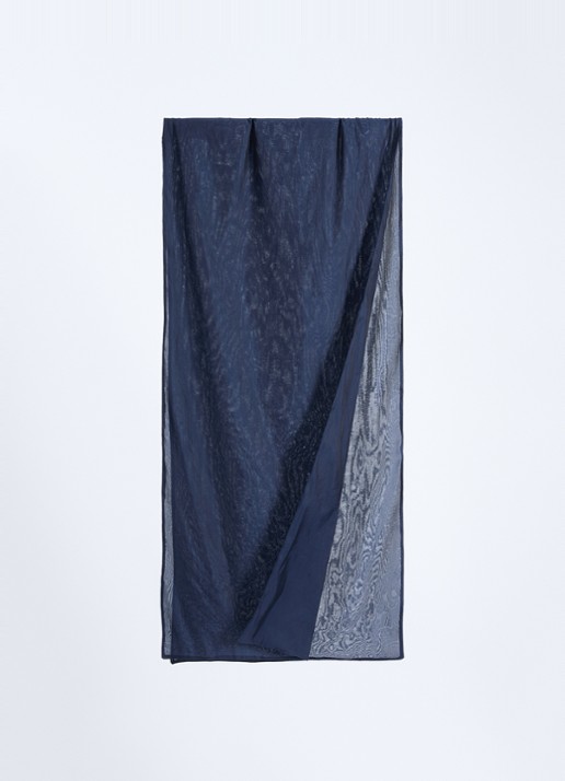 Max Mara Sjaal in zijdeblend 210 x 50 cm  - detail donkerblauw