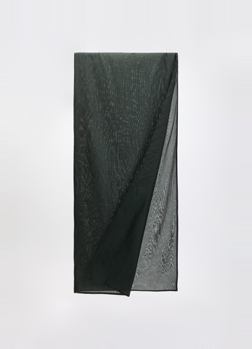 Max Mara Sjaal in zijdeblend 210 x 50 cm  - detail donkergroen