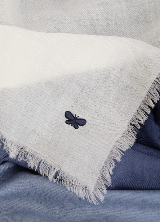 Max Mara Sjaal van wol met dip-dye dessin 140 x 140 cm - detail 2 donkerblauw