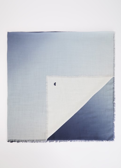 Max Mara Sjaal van wol met dip-dye dessin 140 x 140 cm - voorkant 3 donkerblauw