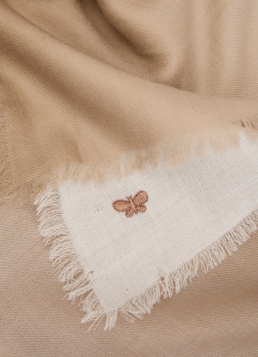 Max Mara Sjaal van wol met dip-dye dessin 140 x 140 cm - detail 2 camel