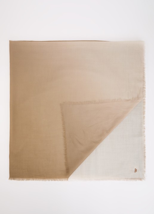 Max Mara Sjaal van wol met dip-dye dessin 140 x 140 cm - voorkant 3 camel