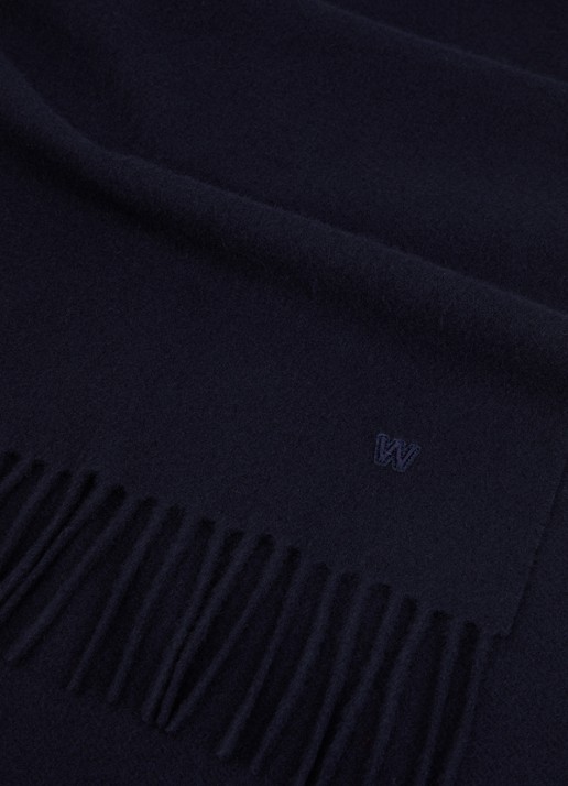 Max Mara Sjaal van wol met franjes 180 x 50 cm - detail 3 donkerblauw