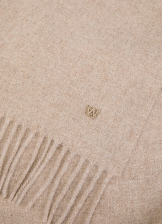 Max Mara Sjaal van wol met franjes 180 x 50 cm - detail 2 donkerbeige