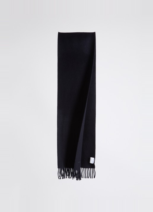 Max Mara Sjaal van wol met franjes - detail zwart