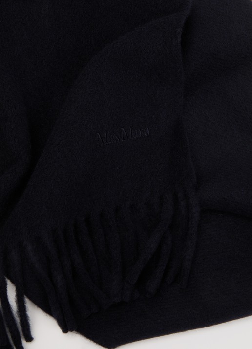 Max Mara Sjaal van wol met franjes - detail 2 zwart