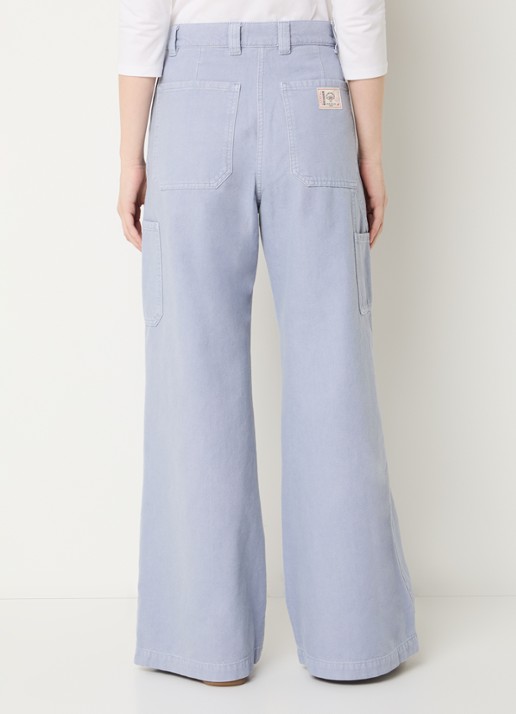 Max Mara Skipper high waist straight fit cargobroek van canvas - achterkant 4 lichtblauw