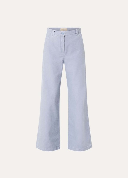 Max Mara Skipper high waist straight fit cargobroek van canvas - voorkant 2 lichtblauw