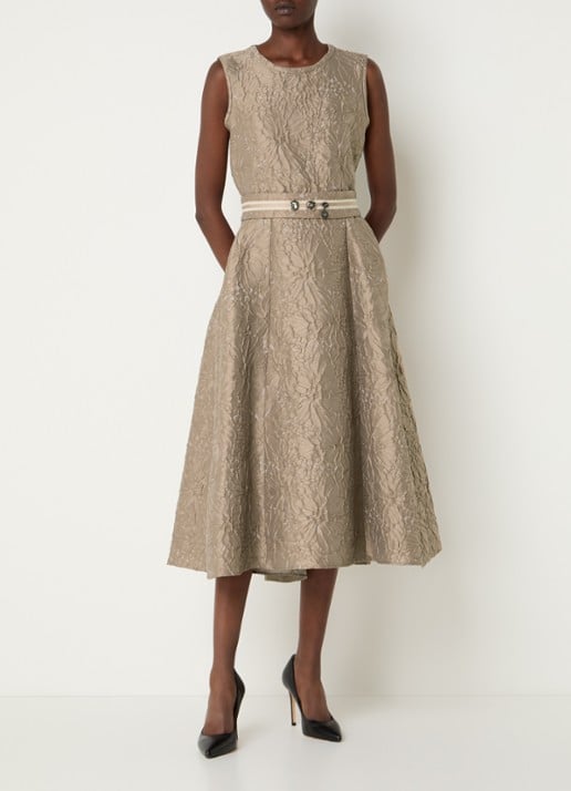 Max Mara Skipper midi jurk met bloemborduring en ceintuur