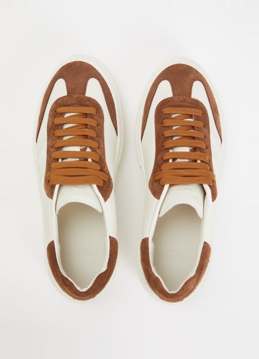 Max Mara Sneaker van leer met details van suède - detail 3 hazelnootbruin