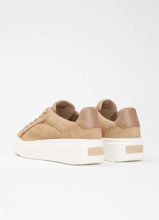 Max Mara Sneaker van suède met details van leer - achterkant 4 zand