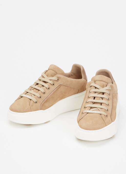 Max Mara Sneaker van suède met details van leer - detail zand